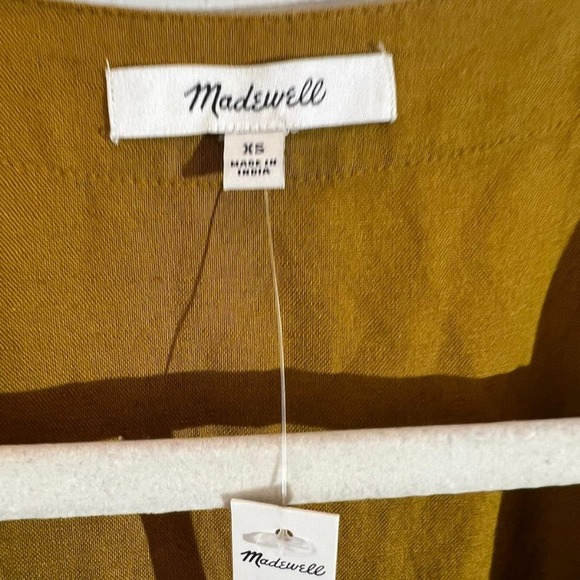 Madewell Women's Linen-Blend Ruffle Cap Sleeve Wrap Midi Dress Size XS NWT - Picture 6 of 10